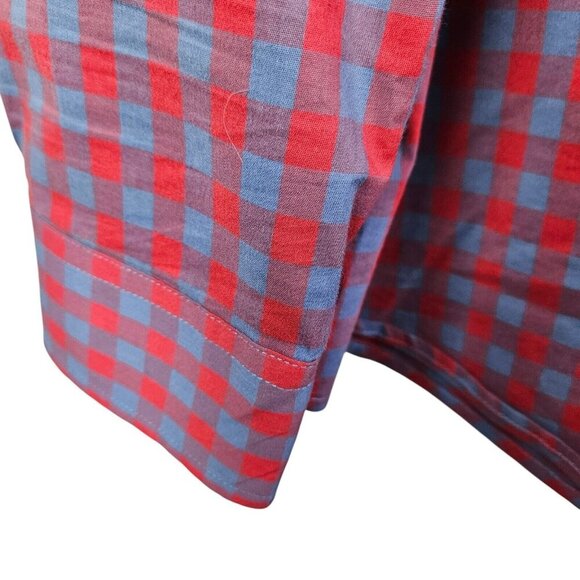 [g] George Classic Fit Button-Up Shirt Men's Size 2XL Long Sleeve Red Blue Check - Picture 9 of 10